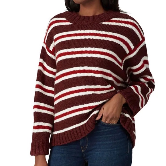 THE GREAT. Sweaters - The Great Rent the Runway Striped Cozy Sweater Brown/red L/S Sz L $325
